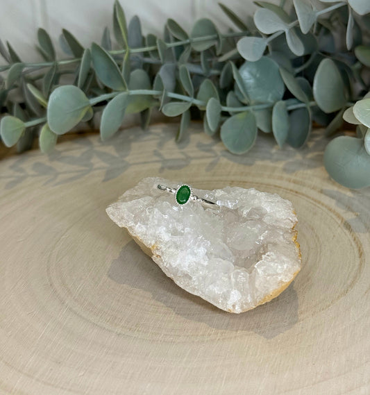 Bague Onyx verte ovale