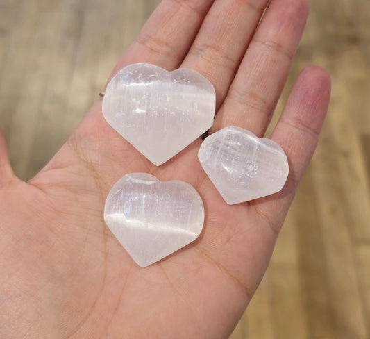Coeur en Sélénite 0,75" à 1,25"