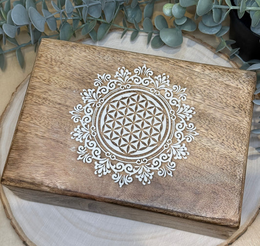 Boite en bois Fleur de vie