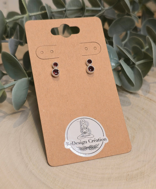 Boucles d'oreilles Grenat double