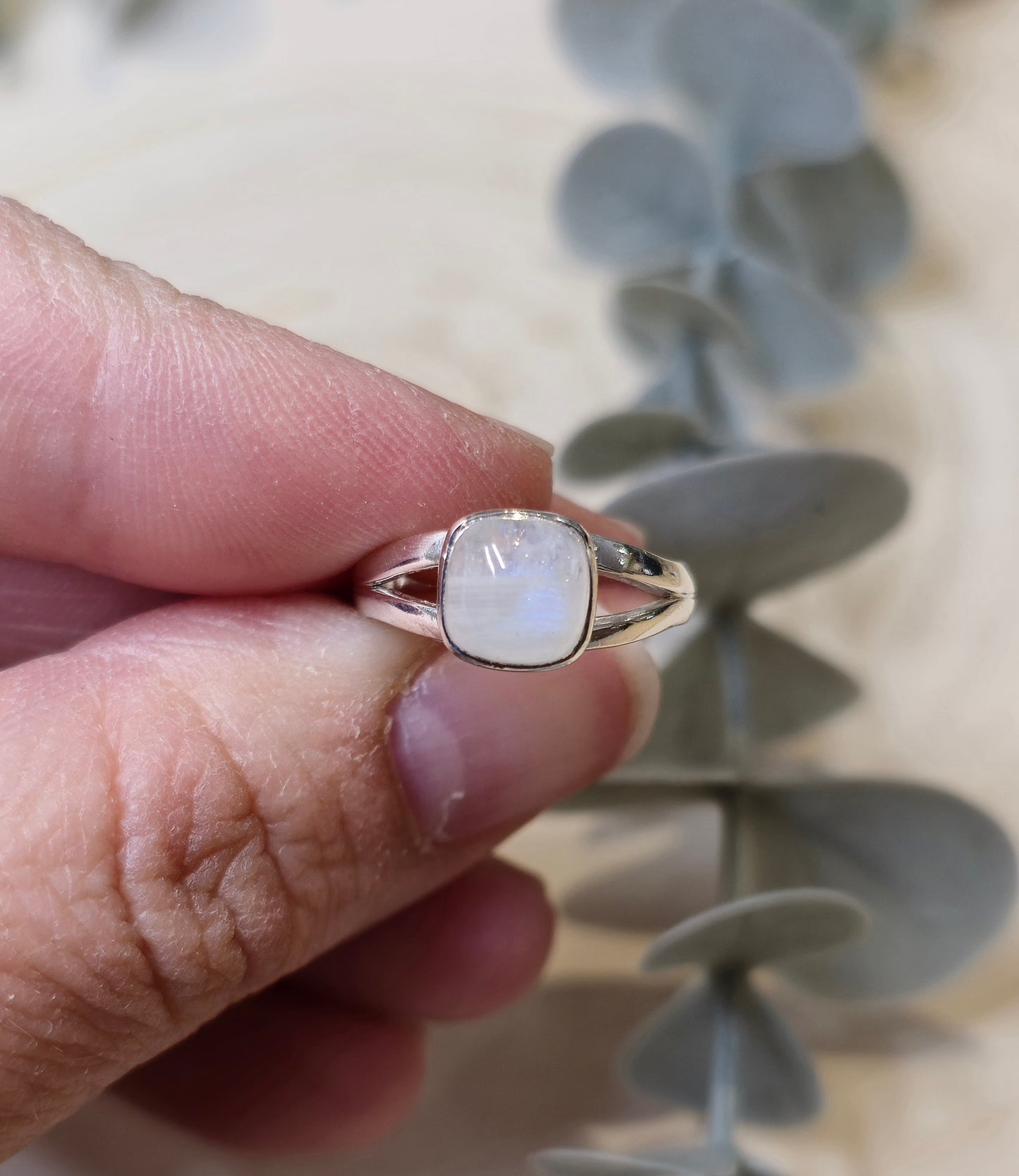 Bague Pierre de lune Arc-en-ciel