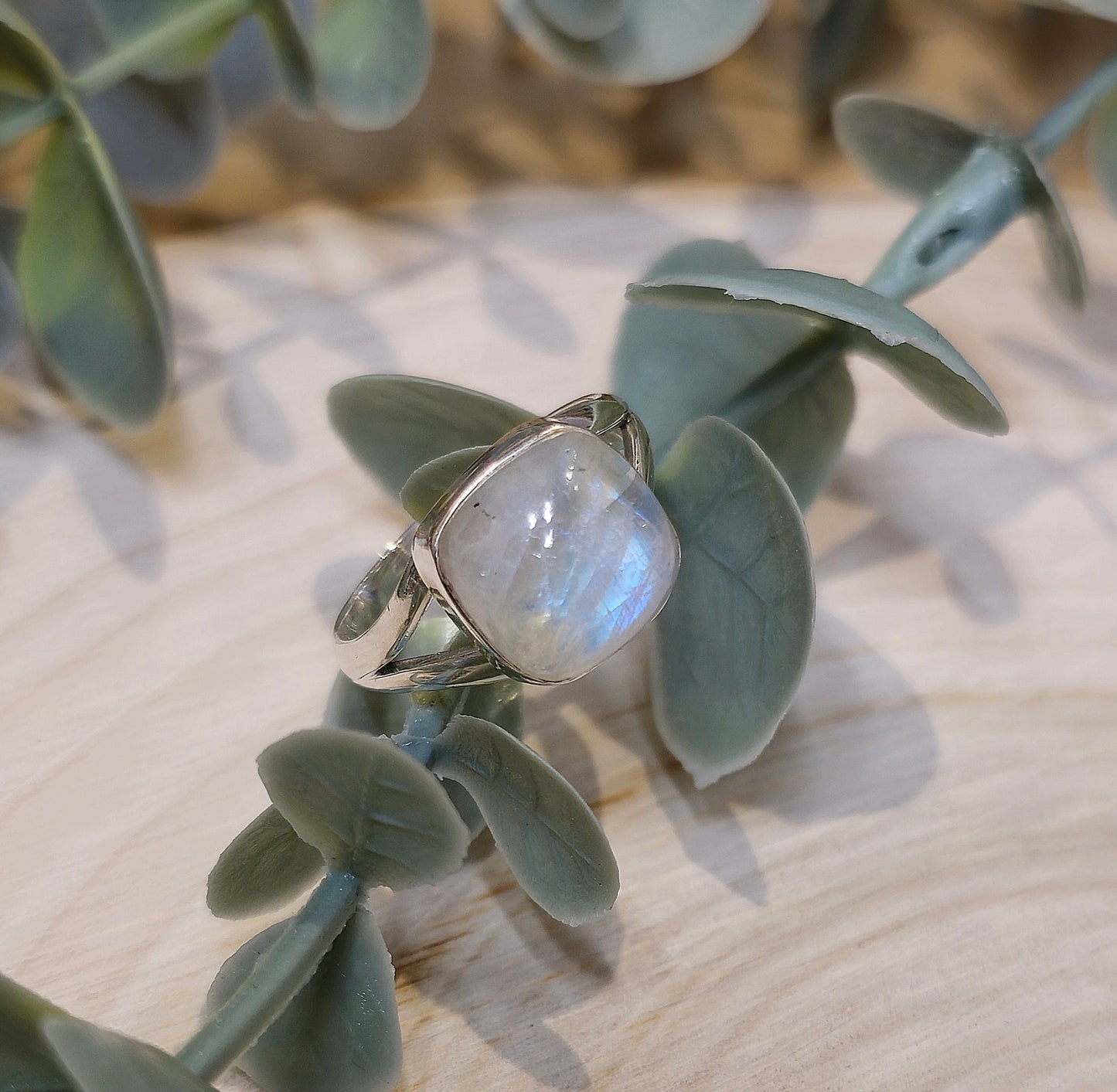 Bague Pierre de lune Arc-en-ciel