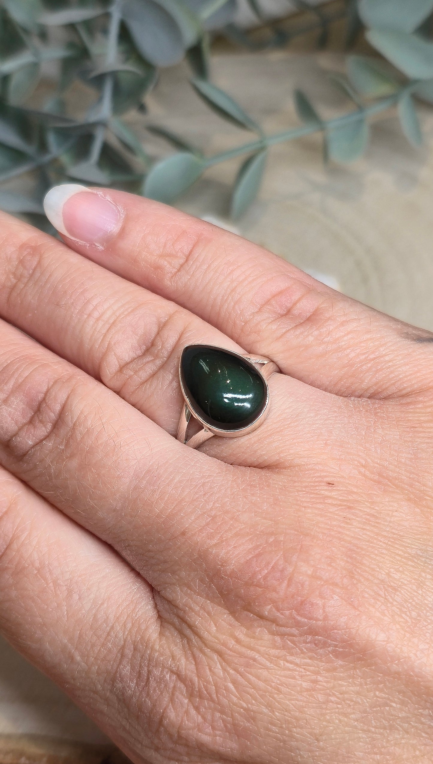 Bague Obsidienne arc-en-ciel