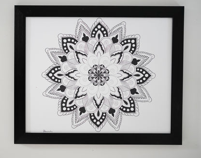 Oeuvre imprimée - Mandala noir et blanc - 1