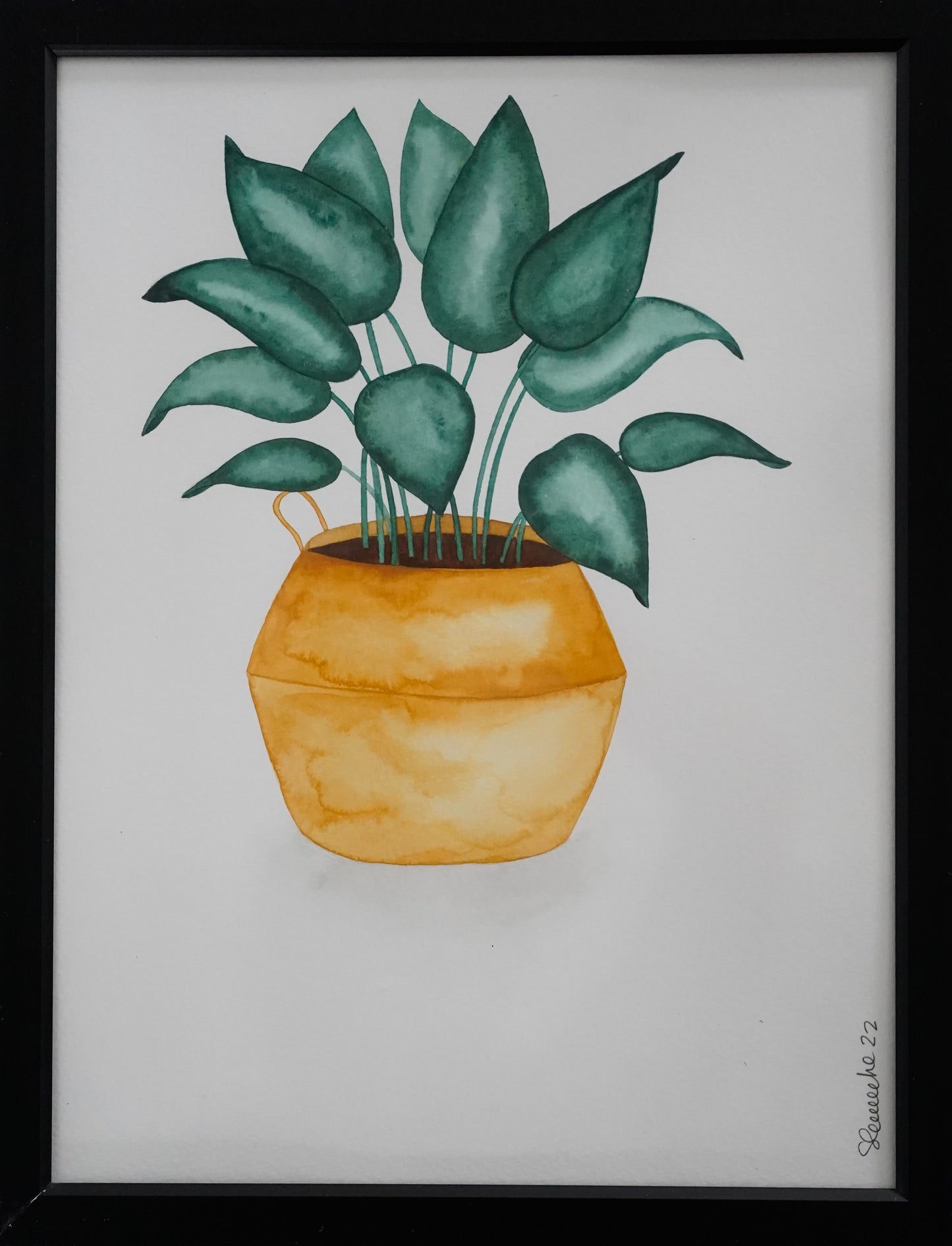 Aquarelle - Feuillage en pot