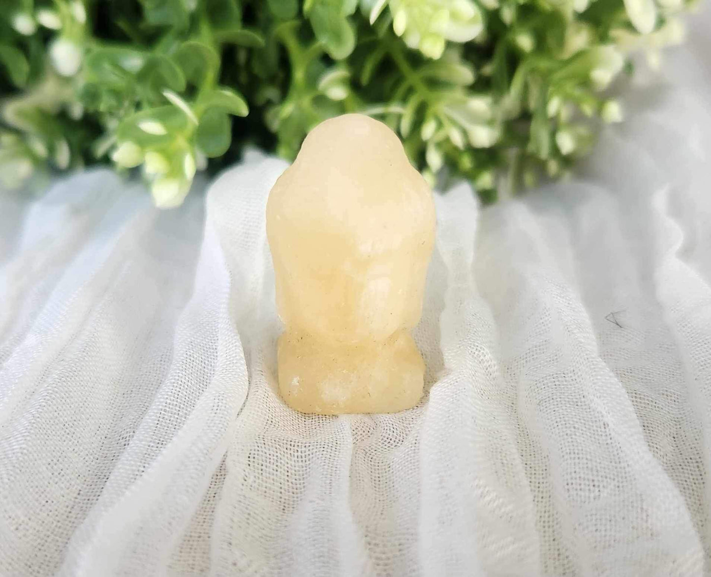 Tête Bouddha en Calcite orange