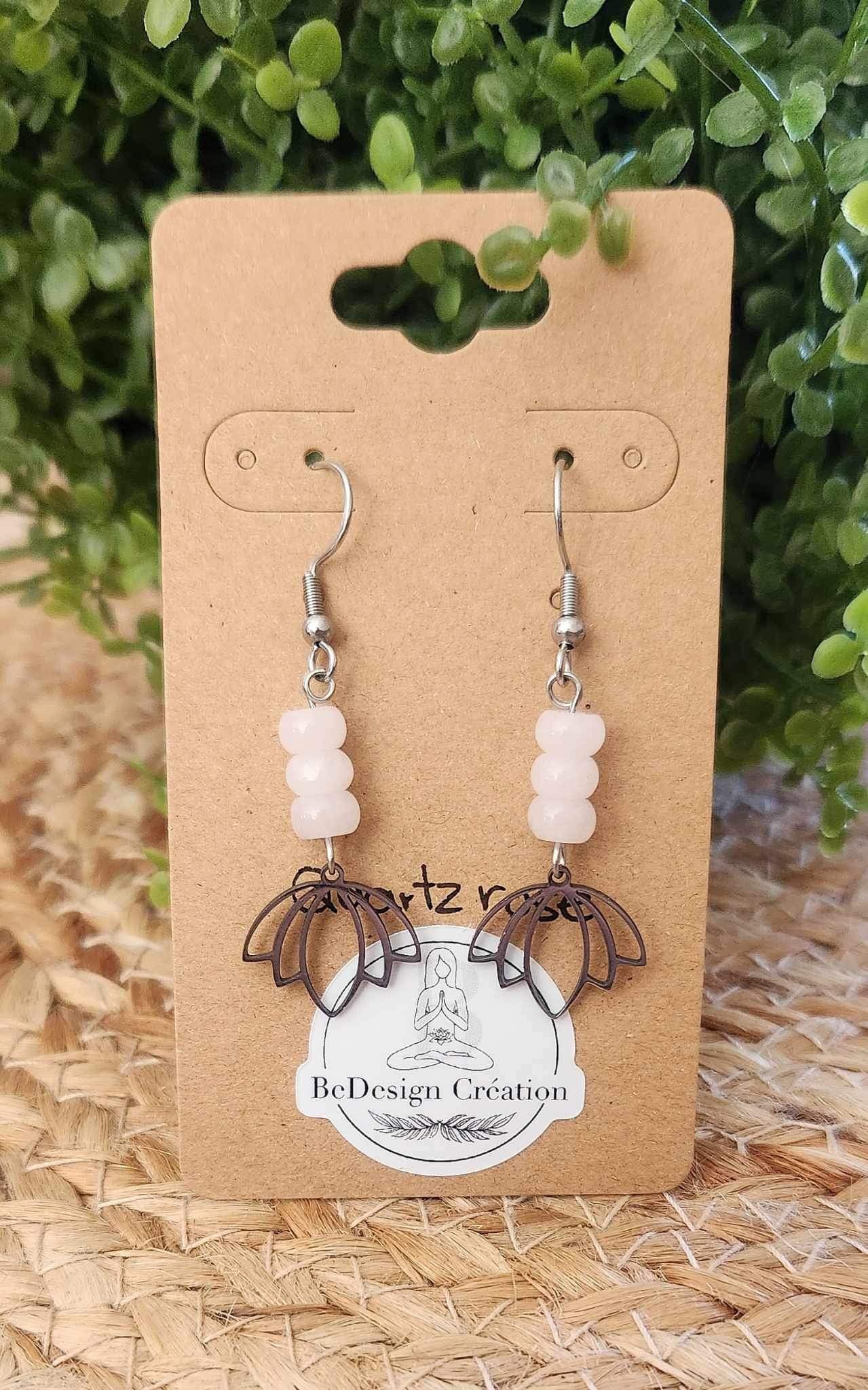 Boucles d’oreilles Lotus Quartz rose