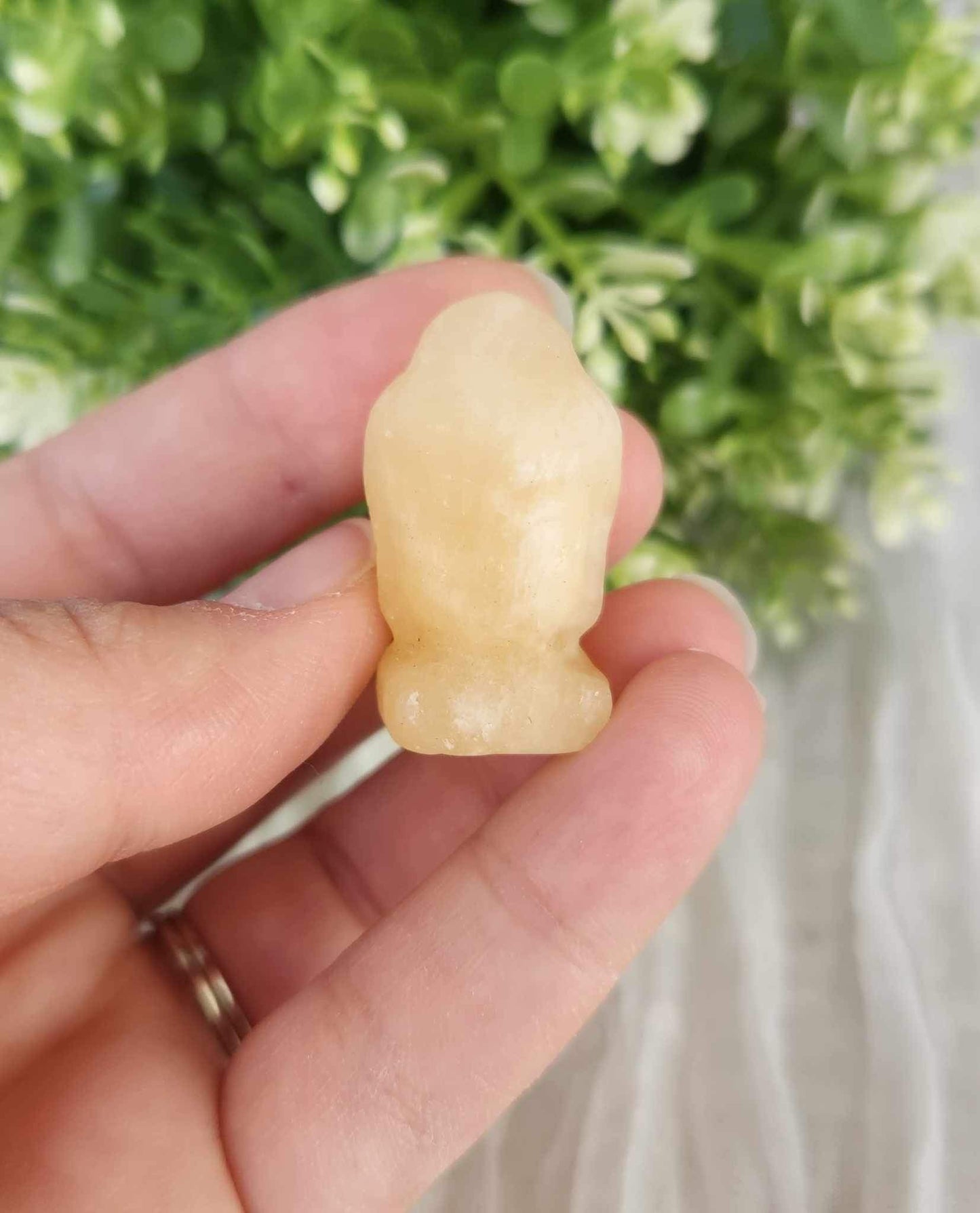 Tête Bouddha en Calcite orange