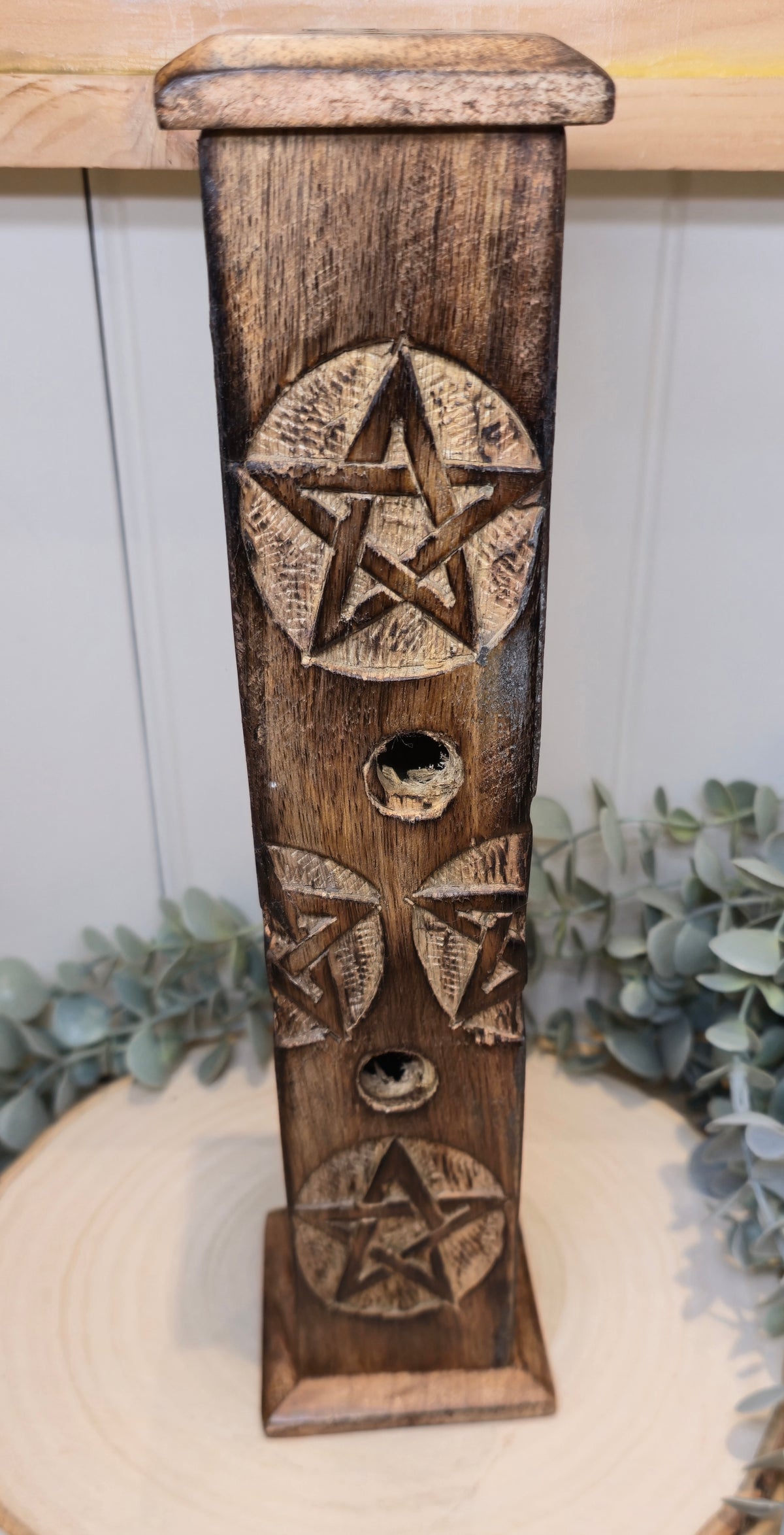 Encensoir en bois carré Pentacle