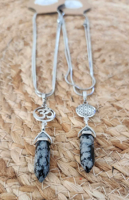 Collier Obsidienne snowflake