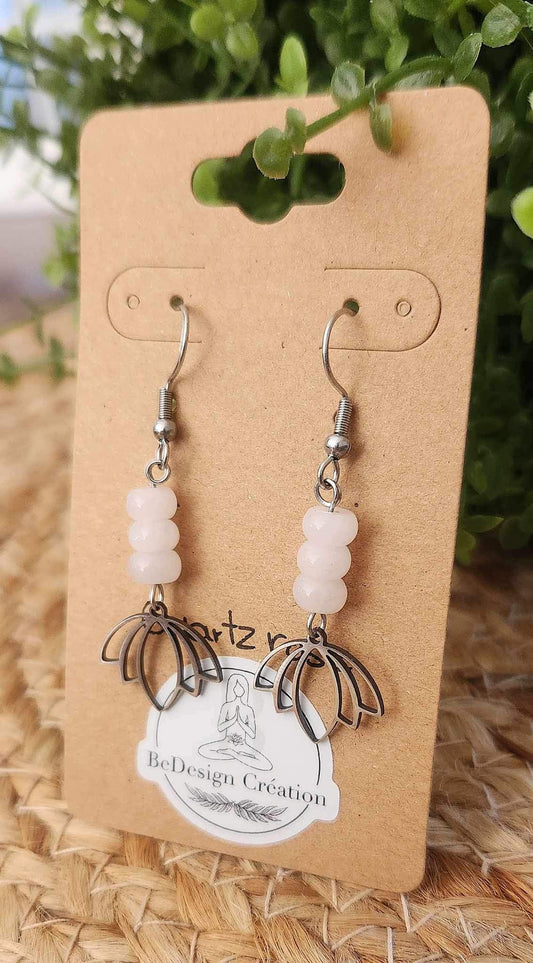 Boucles d’oreilles Lotus Quartz rose