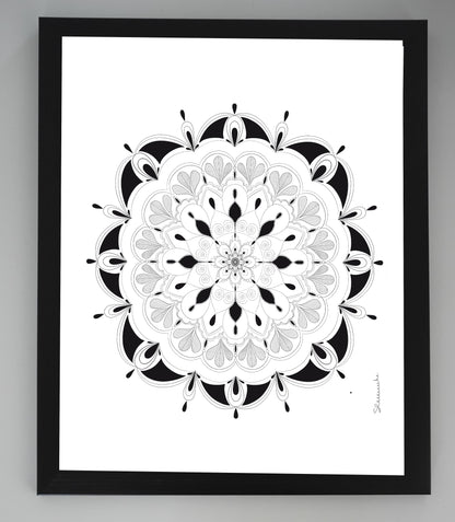Oeuvre imprimée - Mandala noir et blanc - 3