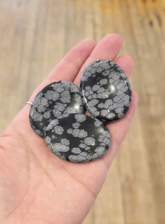 Obsidienne Snowflake Worry stone