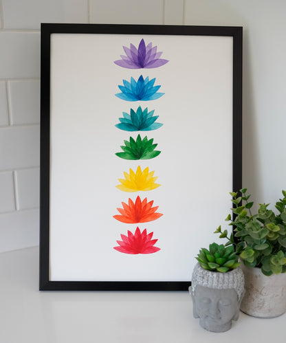 Oeuvre originale - Aquarelle Lotus multicolores