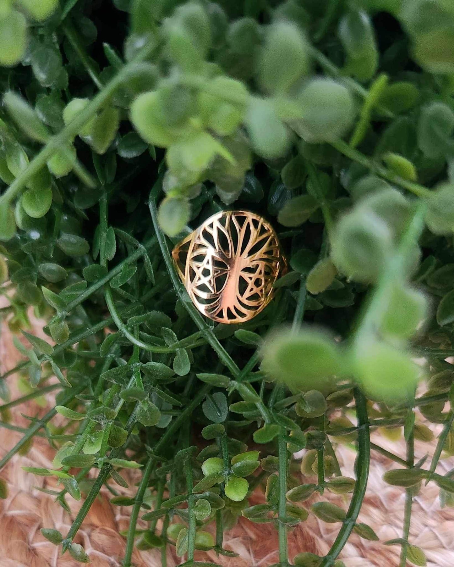 Bague Arbre de vie pentacle gold