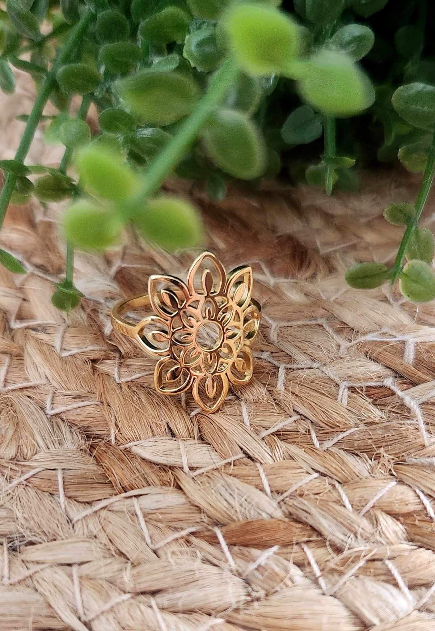 Bague Fleur mandala gold