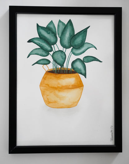 Oeuvre imprimée - Aquarelle Feuillage en pot