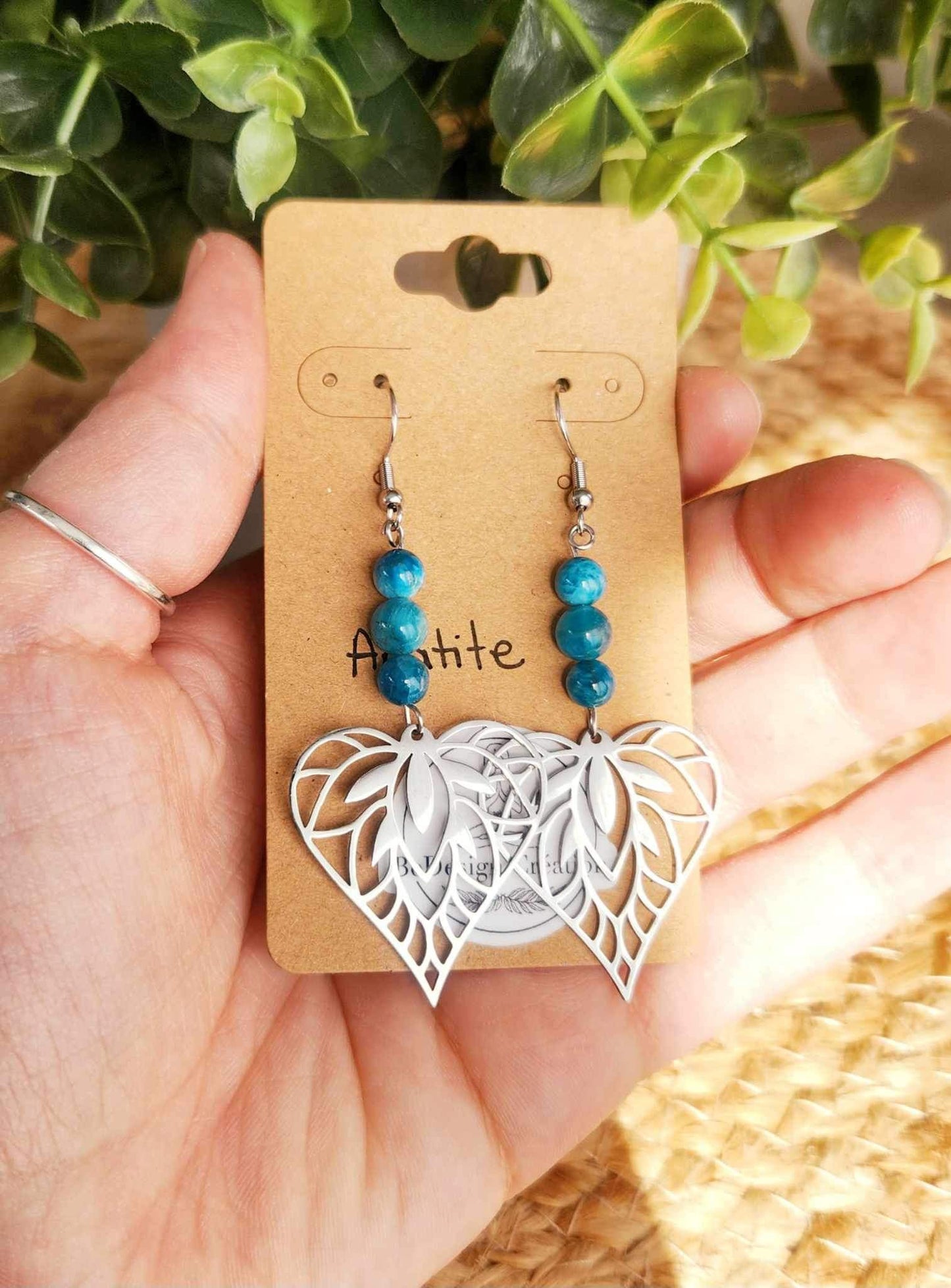 Boucles d’oreilles Coeur Mandala Apatite