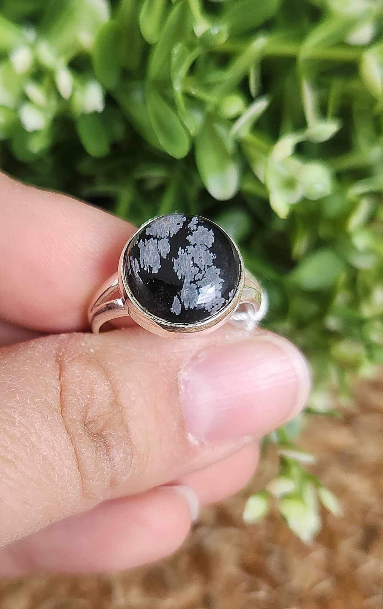 Bague Obsidienne snowflake