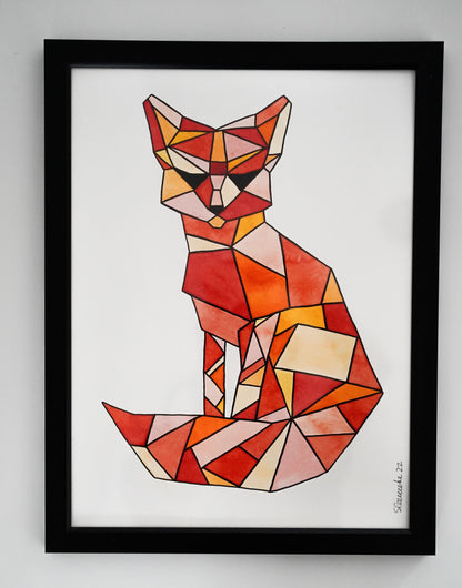 Oeuvre imprimée - Aquarelle Renard géométrique