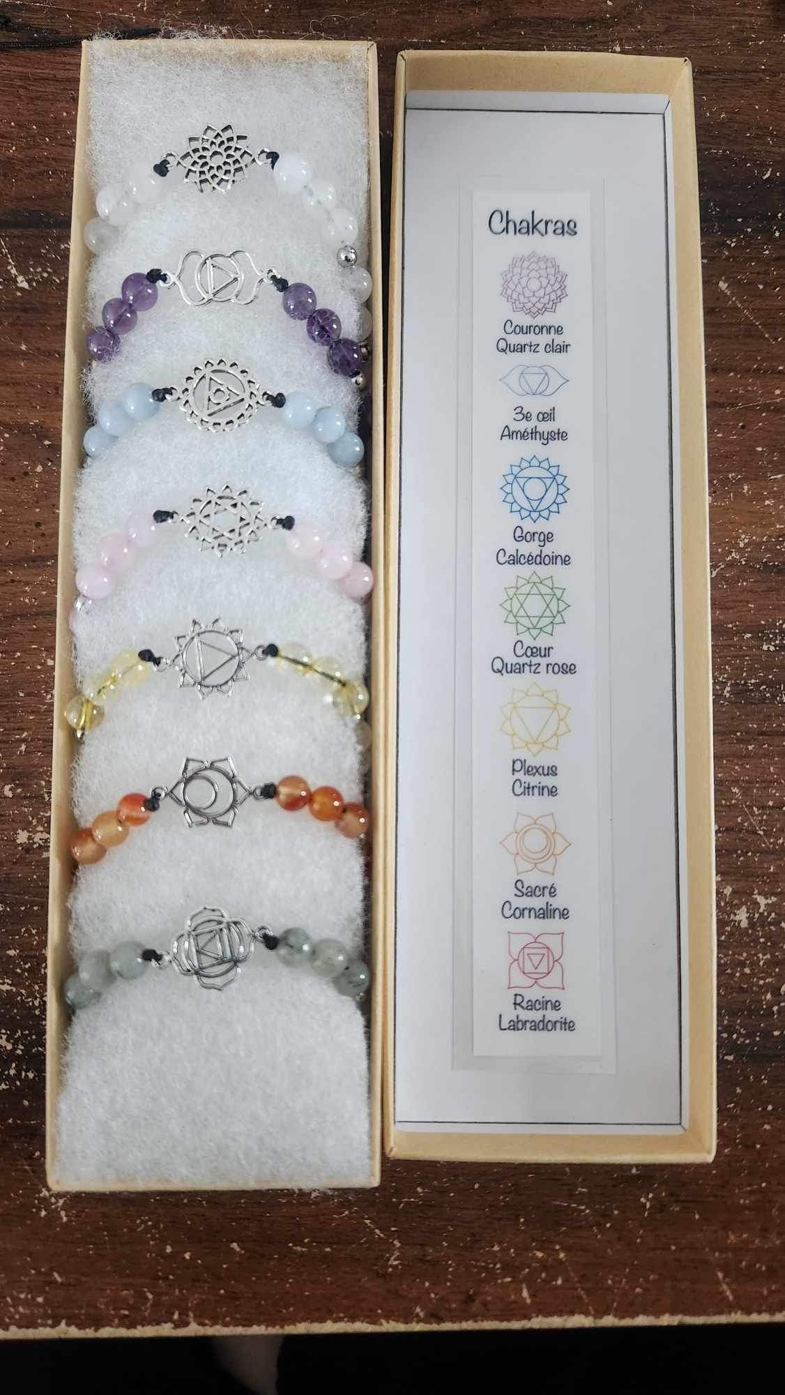 Ensemble de bracelets Chakras avec pierres précieuses - pâle