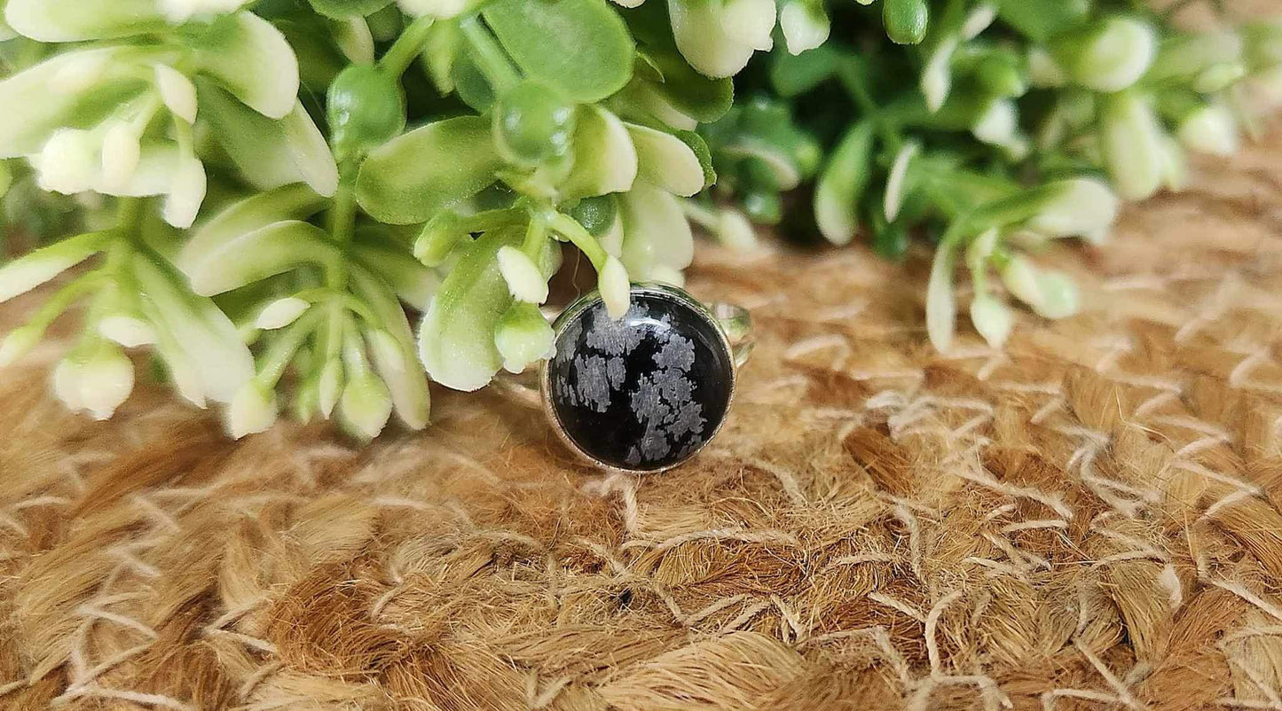 Bague Obsidienne snowflake