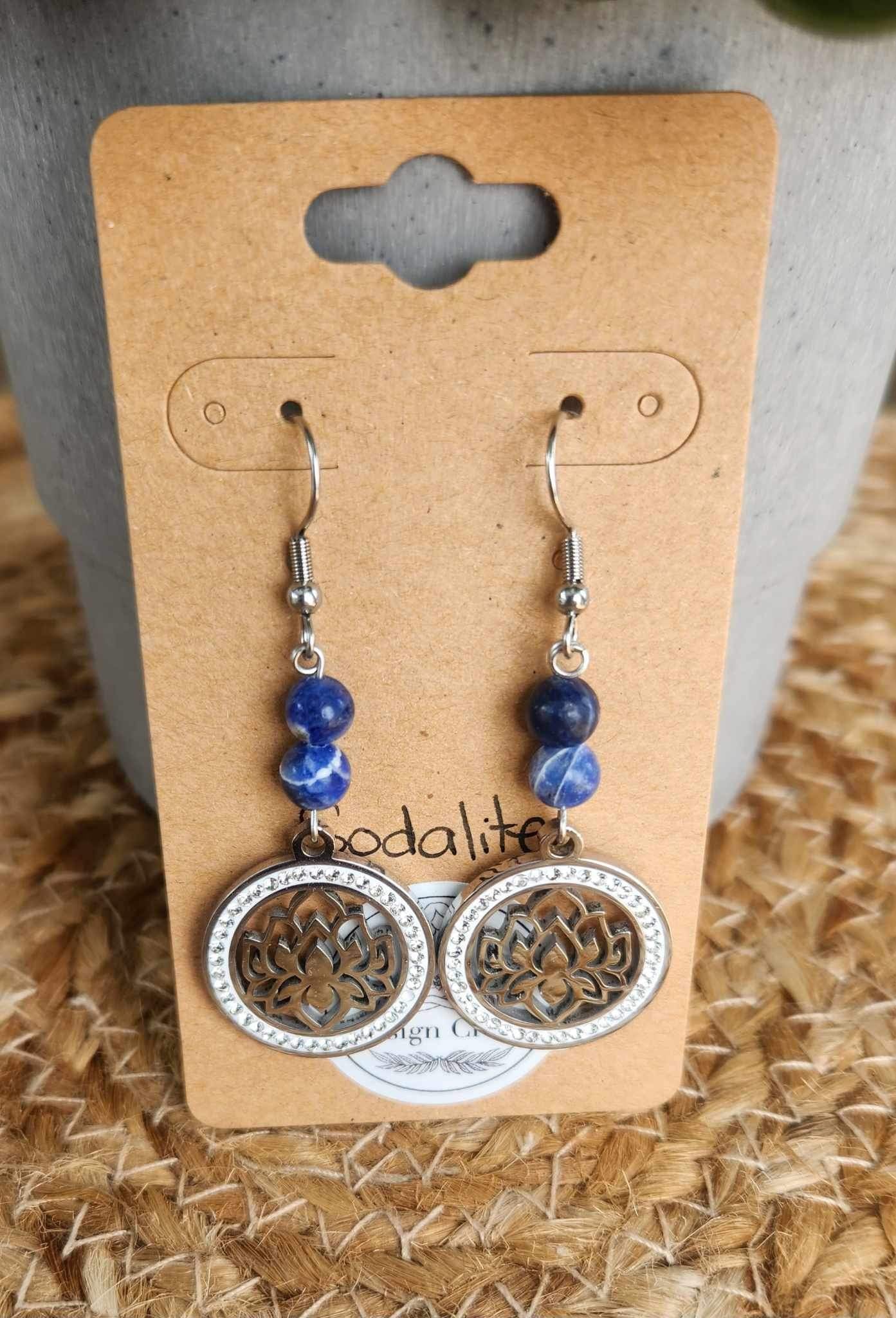 Boucles d’oreilles Lotus scintillant Sodalite