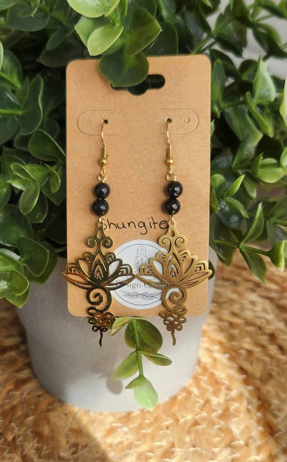 Boucles d’oreilles Unalum gold Shungite