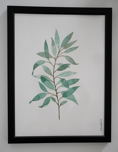 Oeuvre imprimée - Aquarelle Feuillage vert d’automne