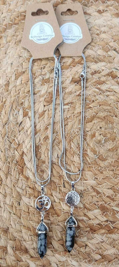 Collier Obsidienne snowflake