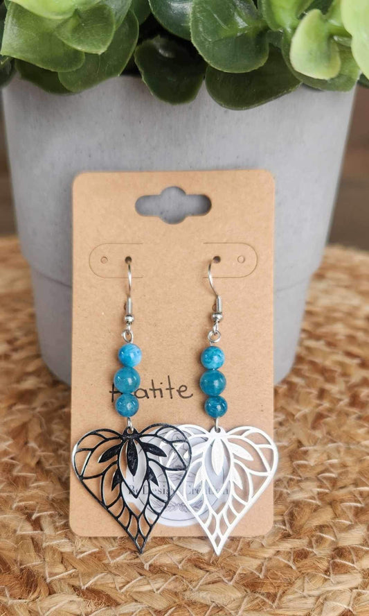 Boucles d’oreilles Coeur Mandala Apatite