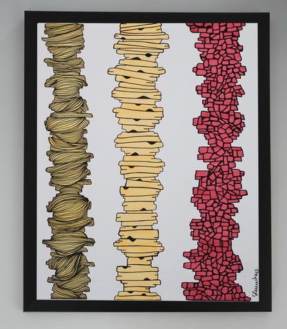 Oeuvre imprimée - Abstrait jaune/rouge