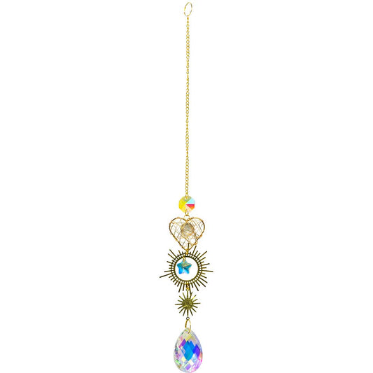 Capteur de lumière cristaux Soleil/Coeur gold