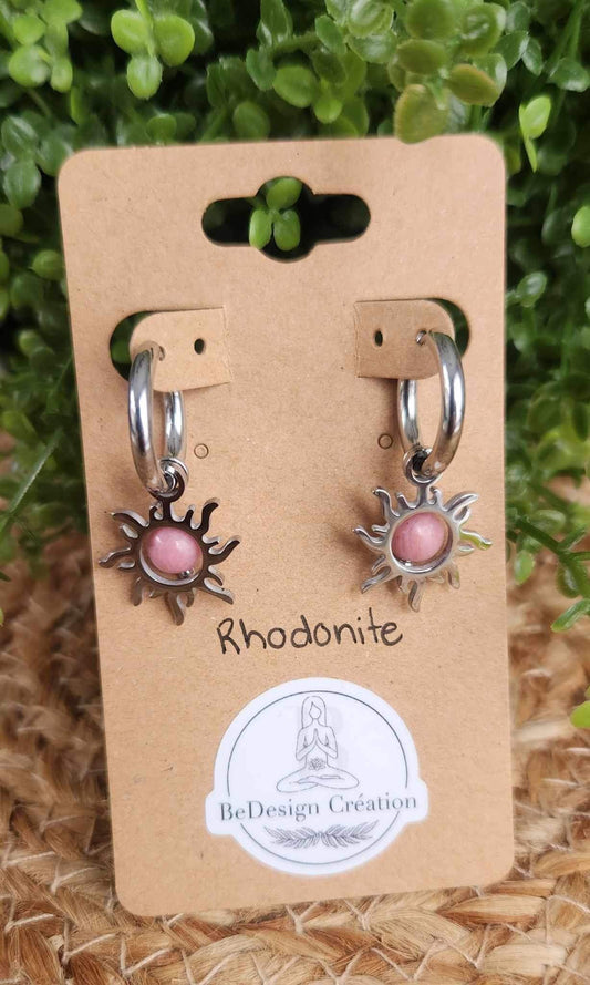 Boucles d’oreilles Soleil Rhodonite