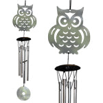 Carillon Hibou et mandalas en métal