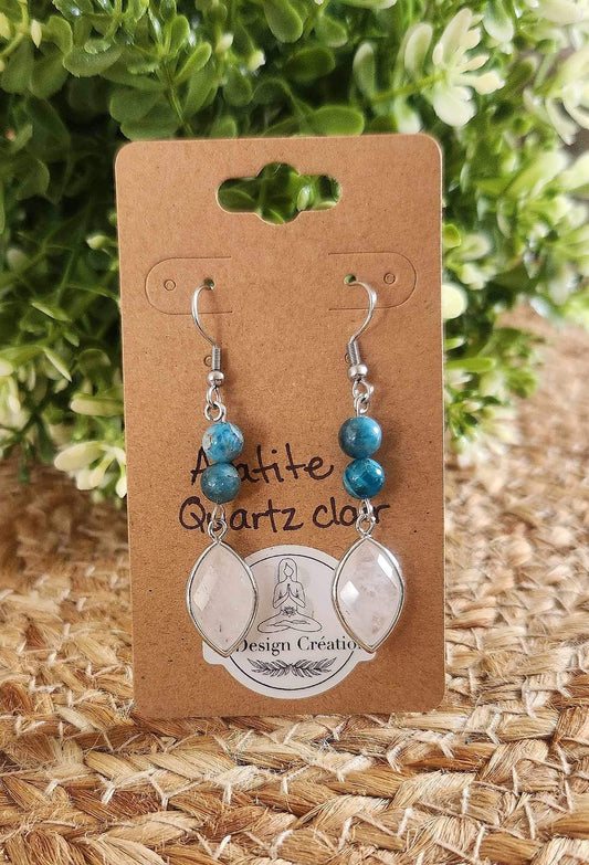 Boucles d’oreilles Apatite et Quartz clair