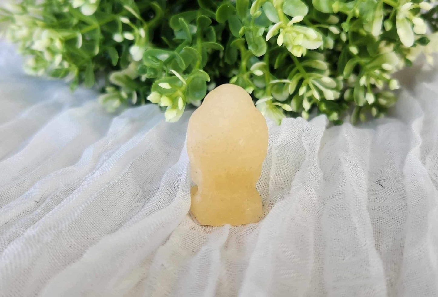 Tête Bouddha en Calcite orange