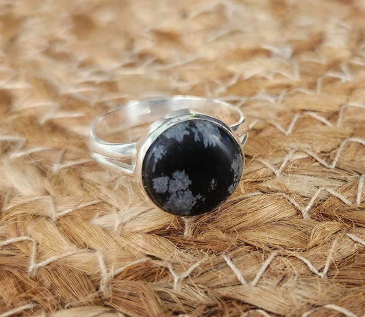 Bague Obsidienne snowflake