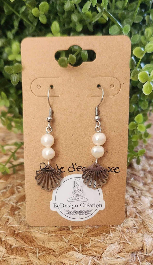 Boucles d’oreilles Coquillage Perle d’eau douce