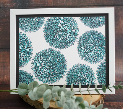 Oeuvre imprimée - Abstrait Fleurs turquoises
