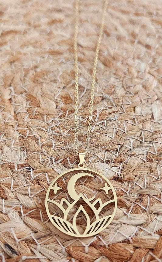 Collier Lotus lune gold