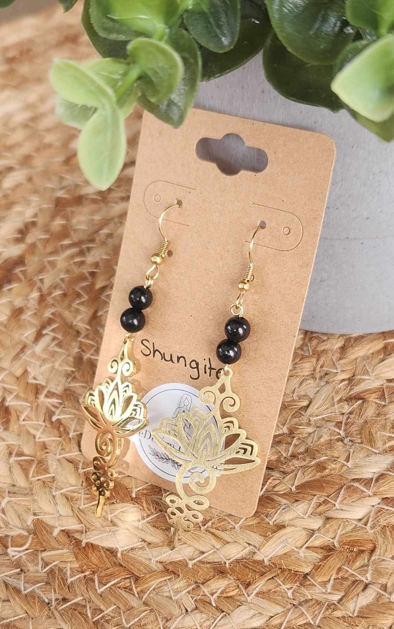 Boucles d’oreilles Unalum gold Shungite