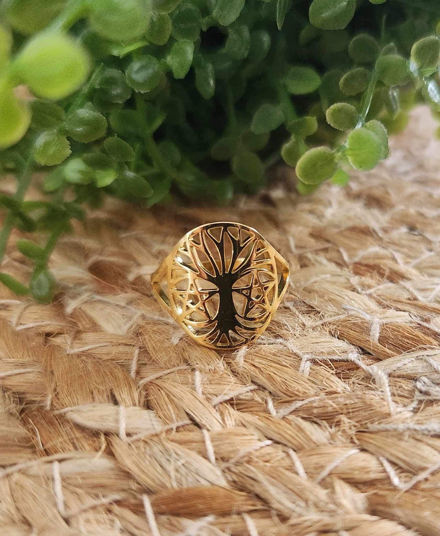 Bague Arbre de vie pentacle gold