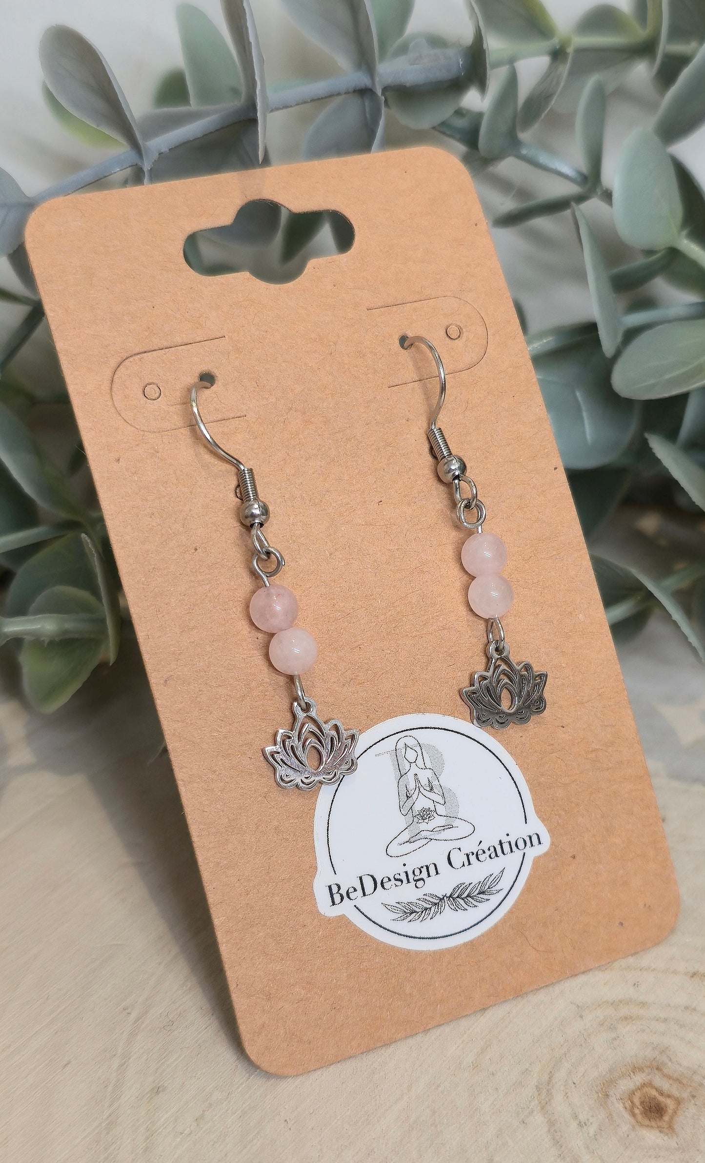 Boucles d’oreilles Lotus Quartz rose