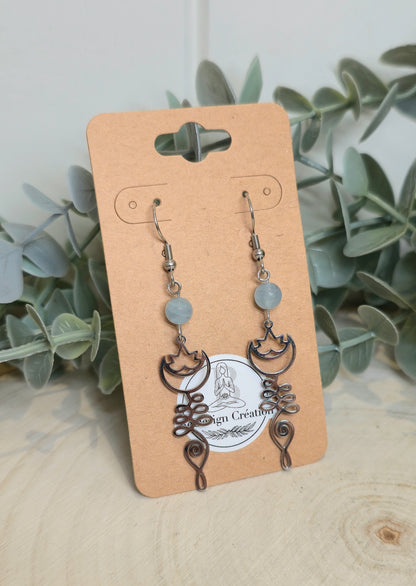 Boucles d’oreilles Lotus Lune Unalum Aquamarine
