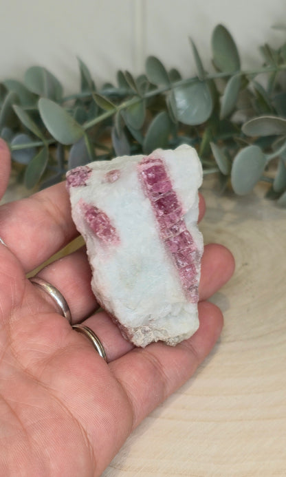 Tourmaline rose dans du Quartz du Brésil