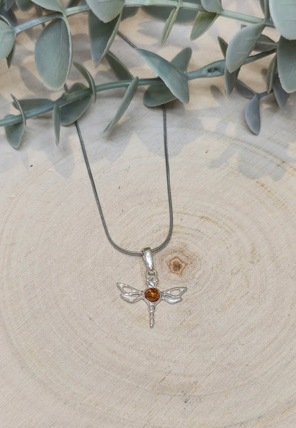 Collier Libellule Ambre baltique