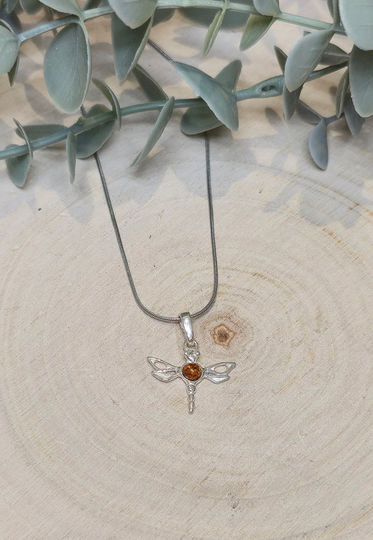Collier Libellule Ambre baltique