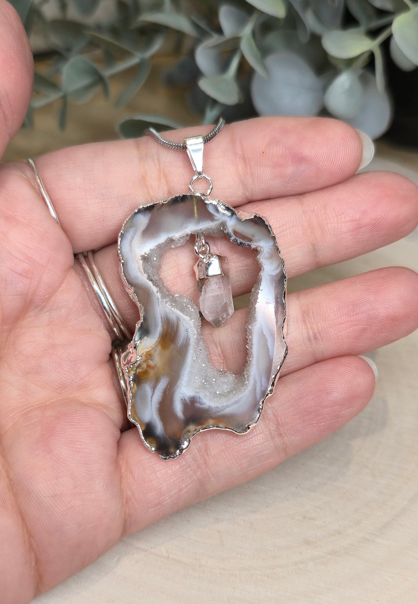 Collier Agate et Quartz clair