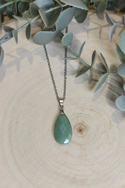 Collier Aventurine verte goutte